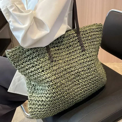 Elegant Woven Straw Tote Bag