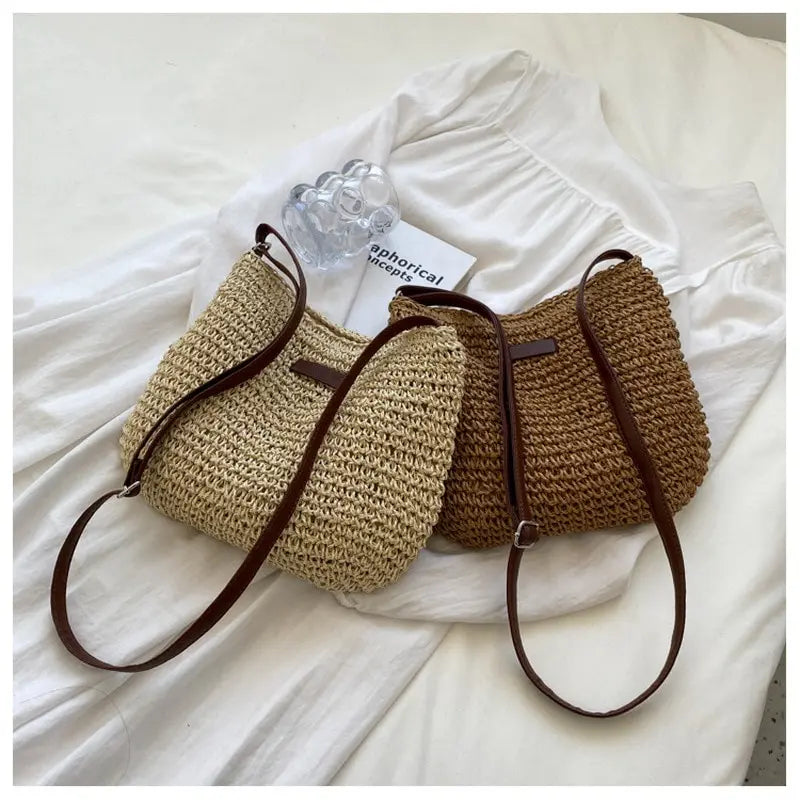 Chic Woven Straw Crossbody Bag