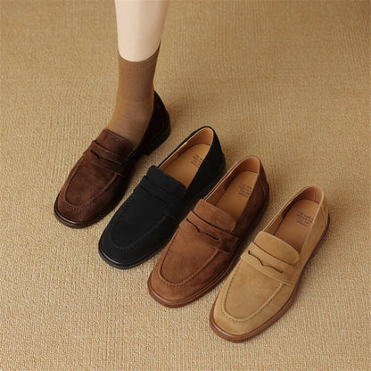 Women's Kid Suede Loafers