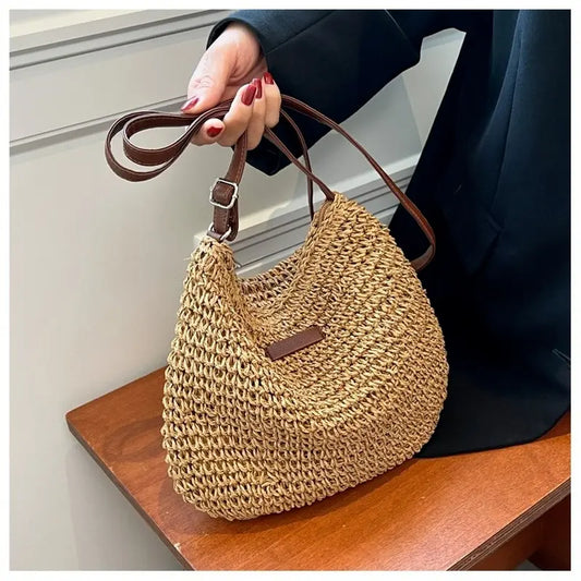 Chic Woven Straw Crossbody Bag