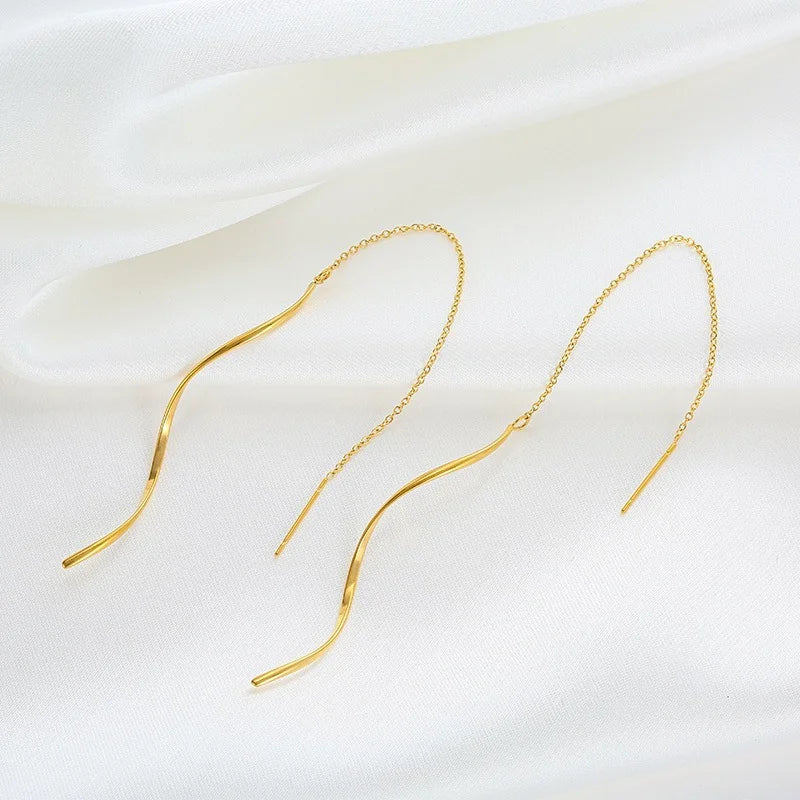 18K Gold Plated Curve Dangle Earrings