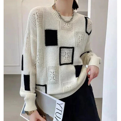 Vintage Geometric Knitted Sweater Pullover