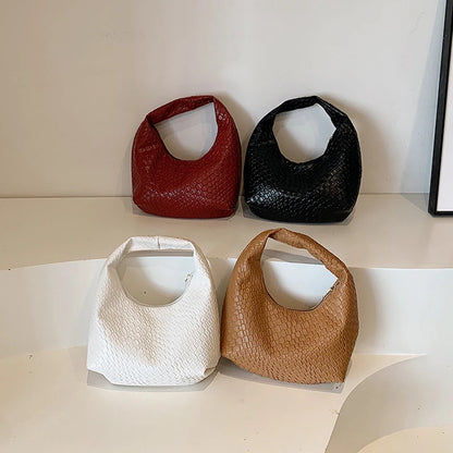 Woven PU Leather Hobo Shoulder Bag