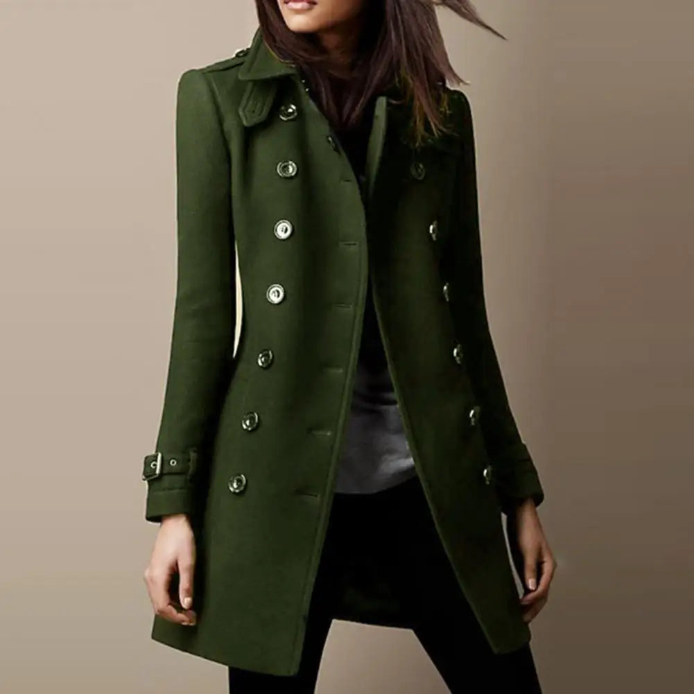 Women's Double-Breasted Woolen Coat