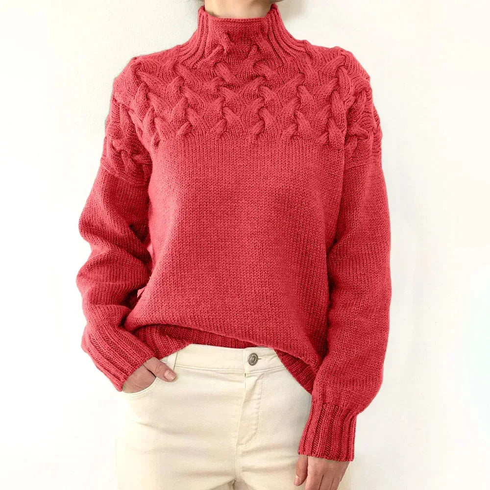 Cable Knit Turtleneck Long Sleeve Sweater