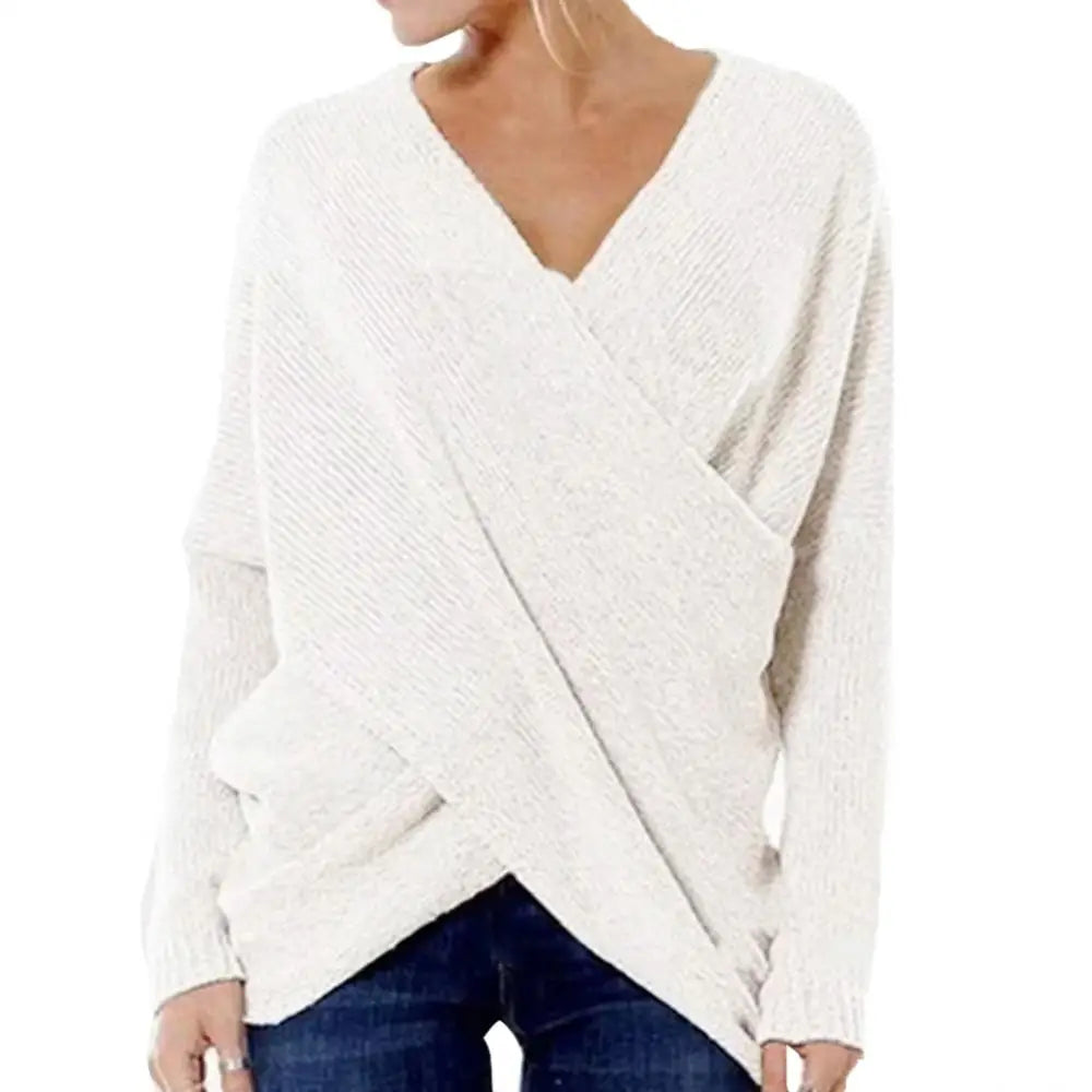 Women’s V-Neck Cross Front Sweater