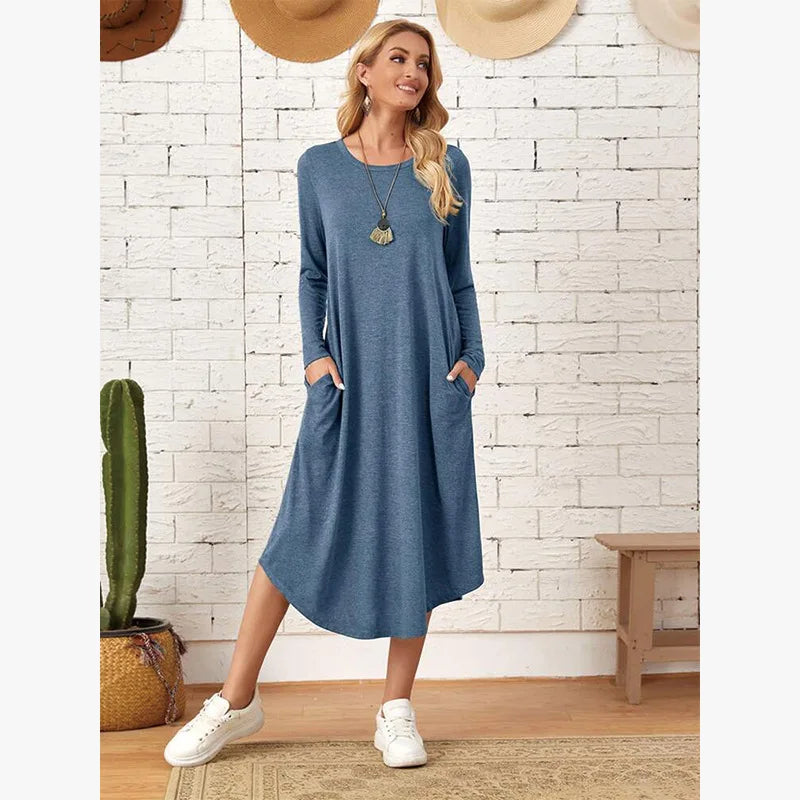 Casual A-Line Mid-Calf Dress