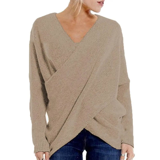 Women’s V-Neck Cross Front Sweater